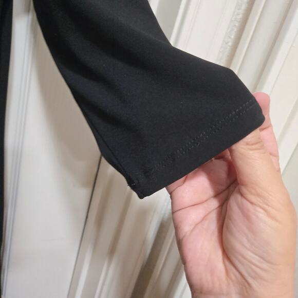 Chico’s 12/14 Black Knit Maxi Dress 3/4 Sleeve with Pockets - Picture 8 of 12